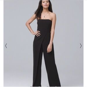 White House Black Market Strapless Split Leg Black Jumpsuit Sz 10 NWOT